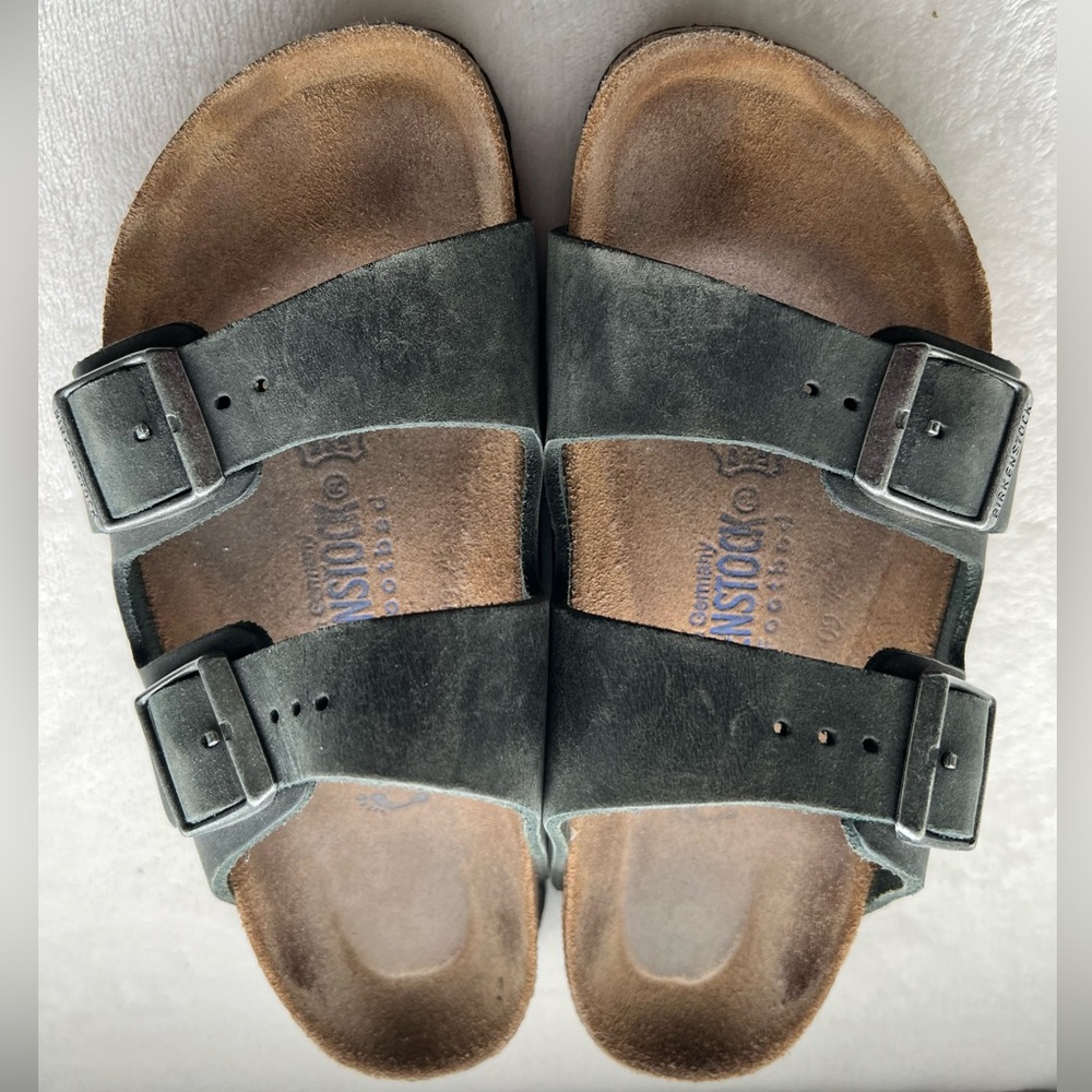 Birkenstock Arizona Black Oiled Leather Soft Footbed Narrow 36/5